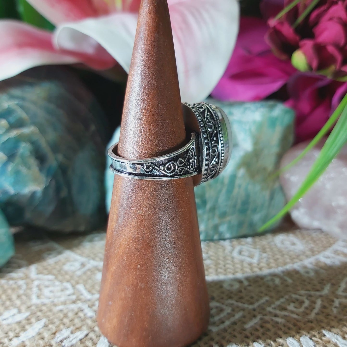 Rainbow Moonstone Ring Size US 7.5 (E1367)