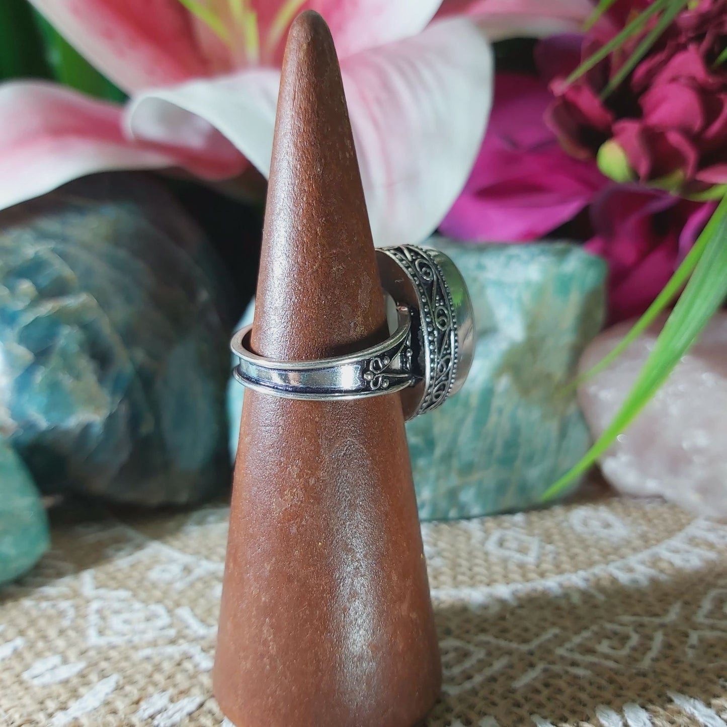 Rainbow Moonstone Ring Size US 8 (E1370)