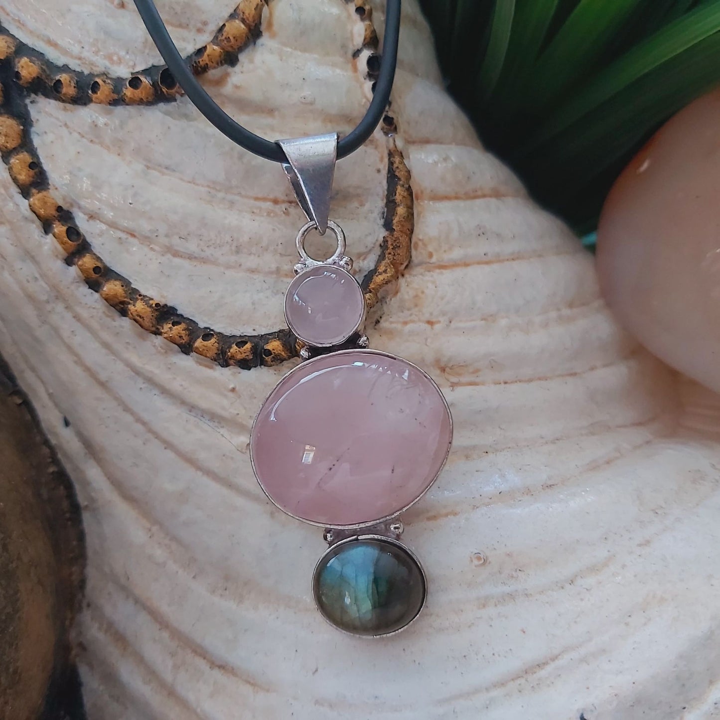 Rose Quartz True Love Gemstone Pendant  (E1413)