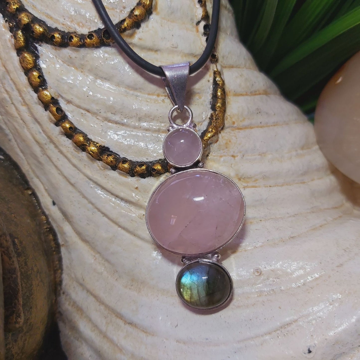 Rose Quartz True Love Gemstone Pendant  (E1413)