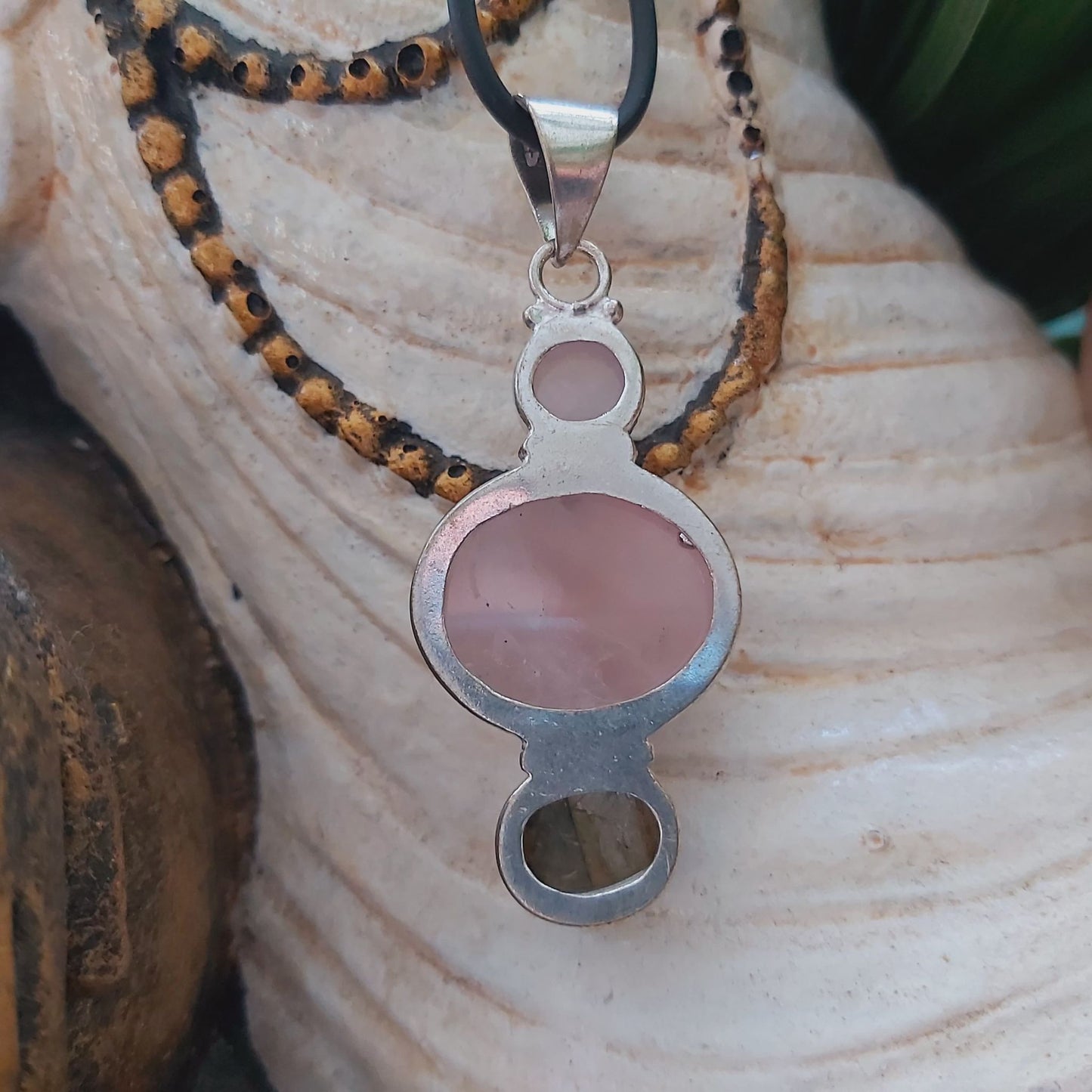 Rose Quartz True Love Gemstone Pendant  (E1413)