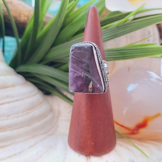 Amethyst Soul Star Protection Ring Size US 7.5 (E1476)