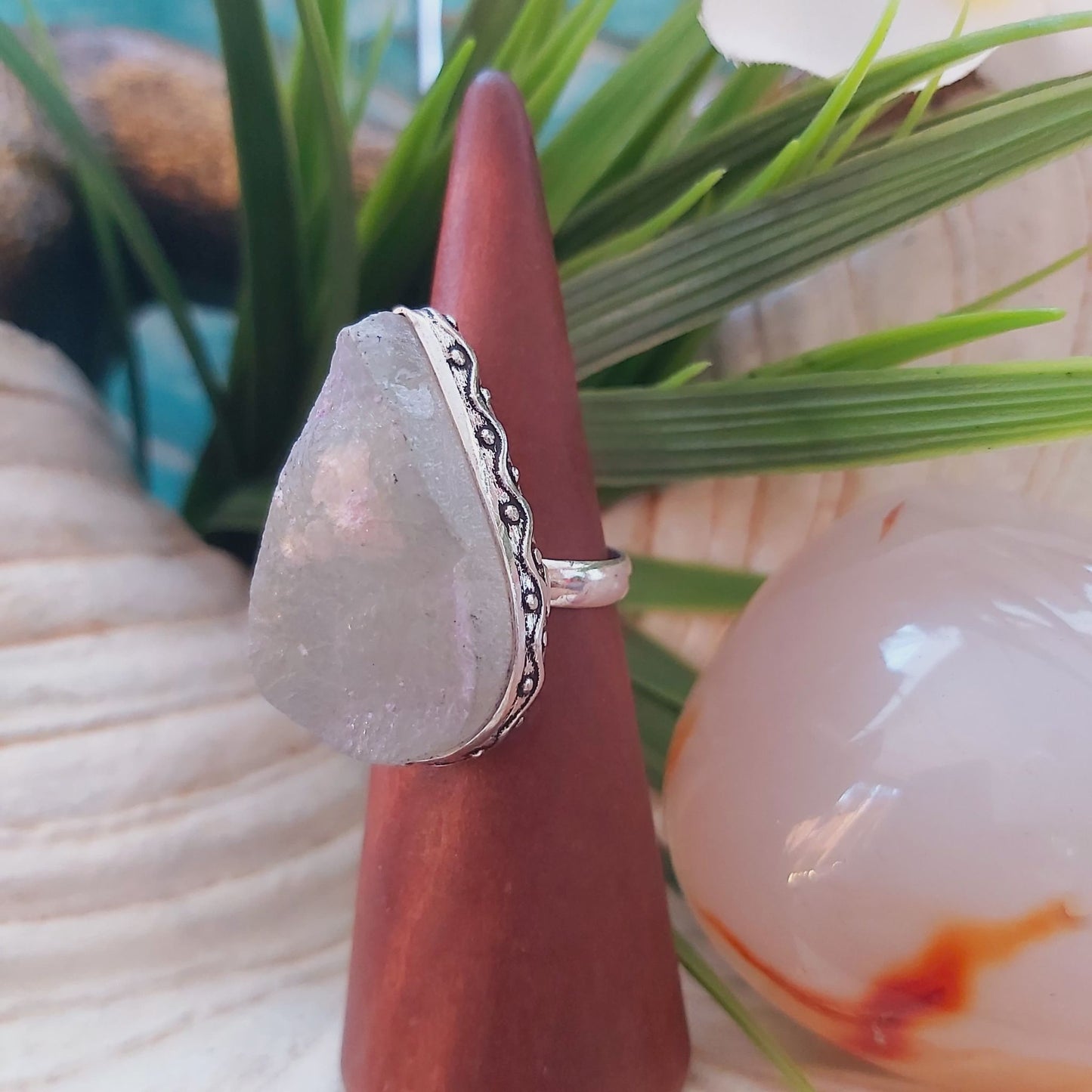 Aquamarine Stone of Courage Ring Size US 8.5 (E1477)