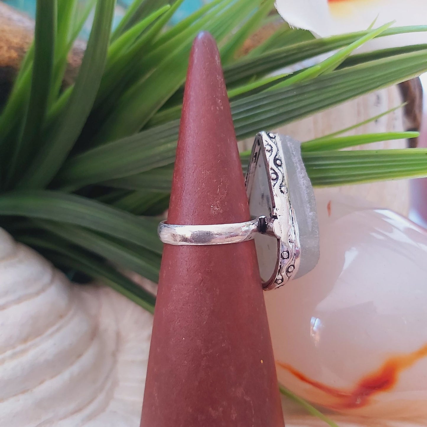 Aquamarine Stone of Courage Ring Size US 8.5 (E1477)