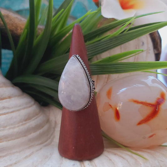 Rainbow Moonstone Spiritual Grounding Ring Size US 9 (E1479)