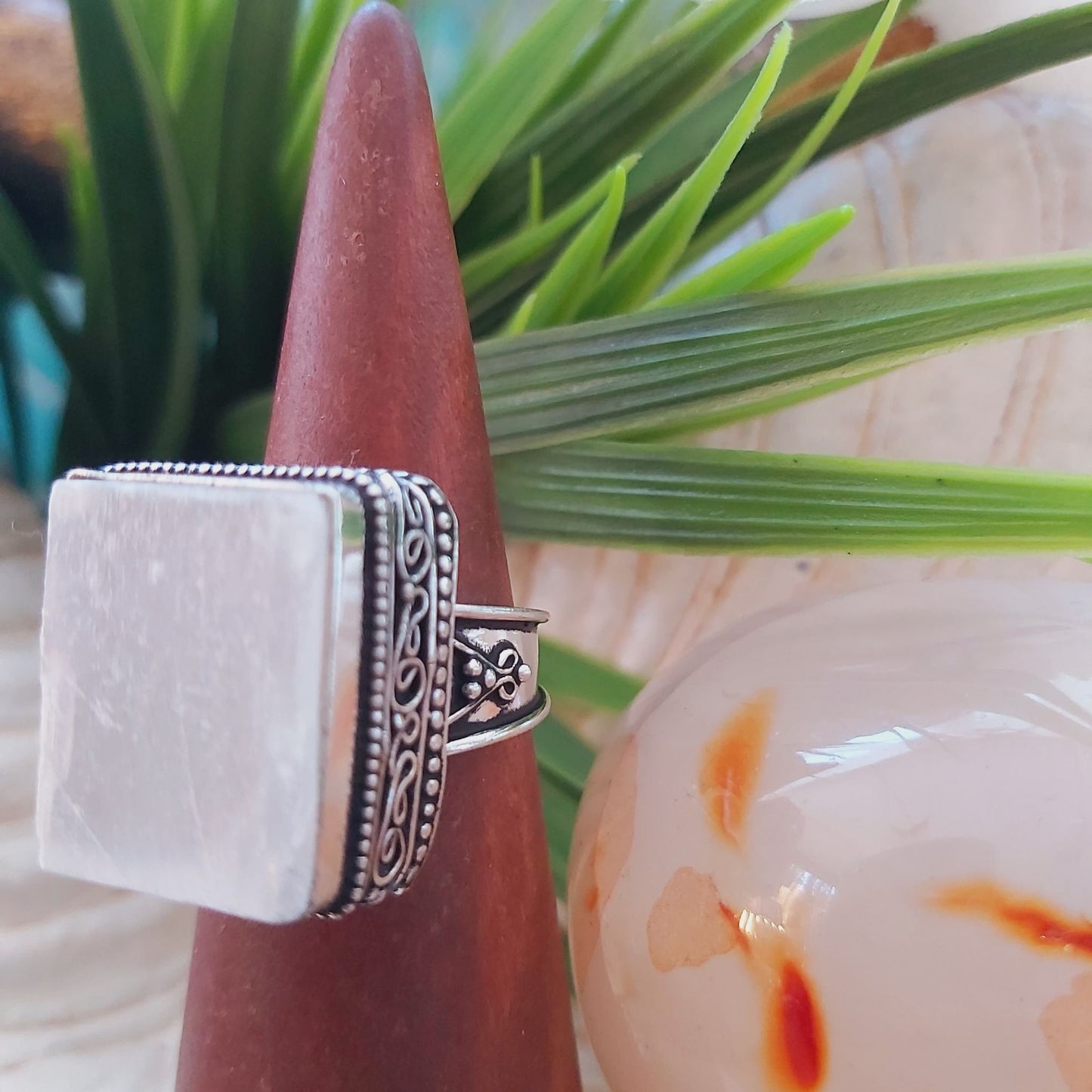 Selenite Third Eye Ring Size US 9 (E1485)