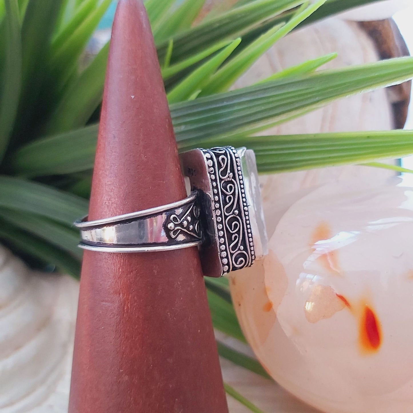 Selenite Third Eye Ring Size US 9 (E1485)