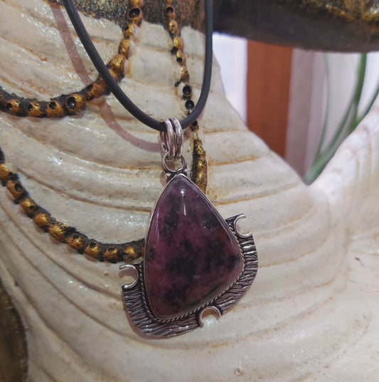 Rhodonite Self Worth Gemstone Pendant Necklace (E1521)
