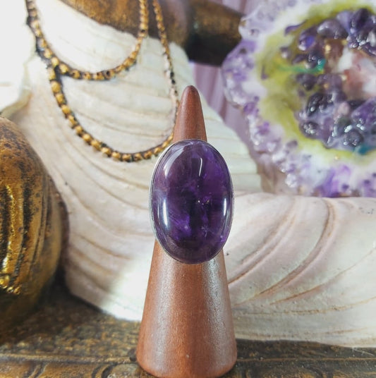 Amethyst Protection Gemstone Ring Size US 6 (E1525)