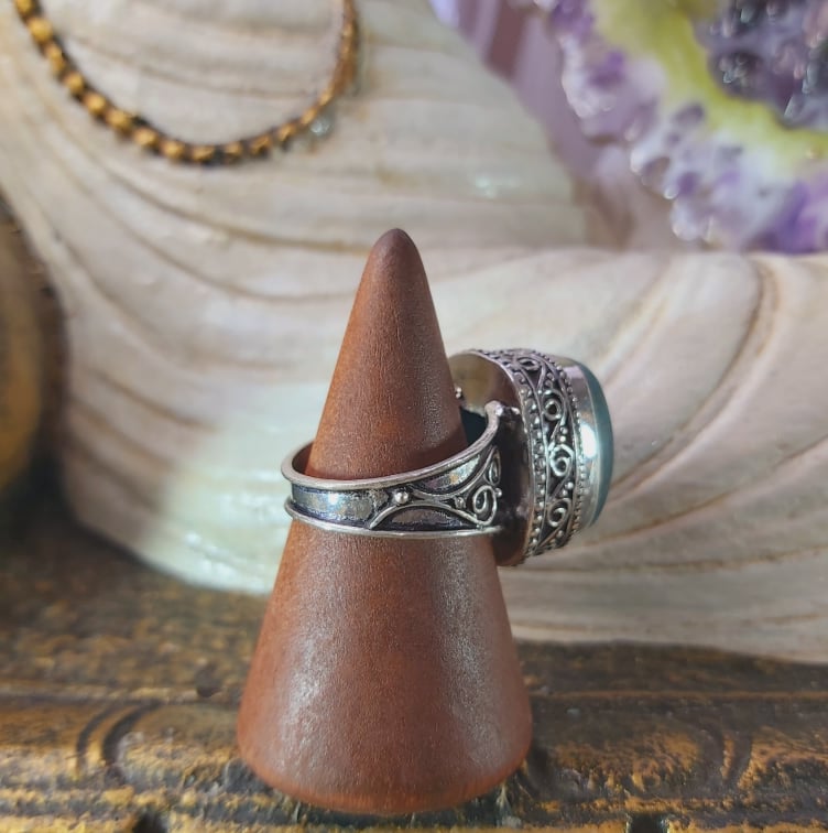 Apatite Third Eye Gemstone Ring US 9 (E1541)