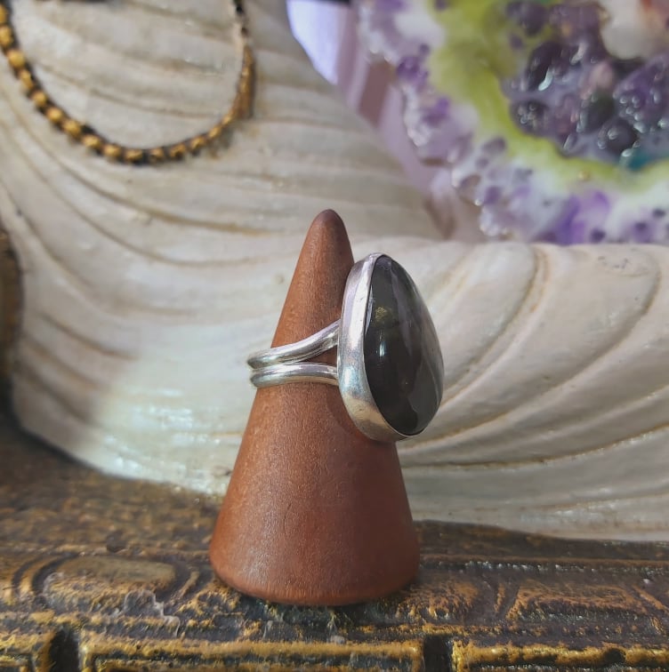 Labradorite Psychic Protection Gemstone Ring US 7 (E1547)