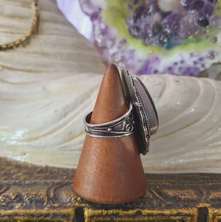 Labradorite Psychic Protection Gemstone Ring US 8 (E1554)