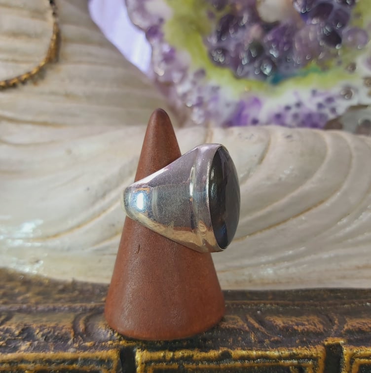 Labradorite Psychic Protection Gemstone Ring US 8 (E1555)