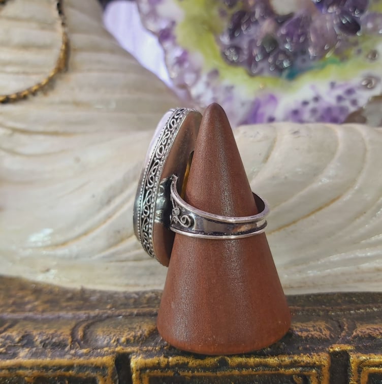 Labradorite Psychic Protection Gemstone Ring US 9 (E1566)