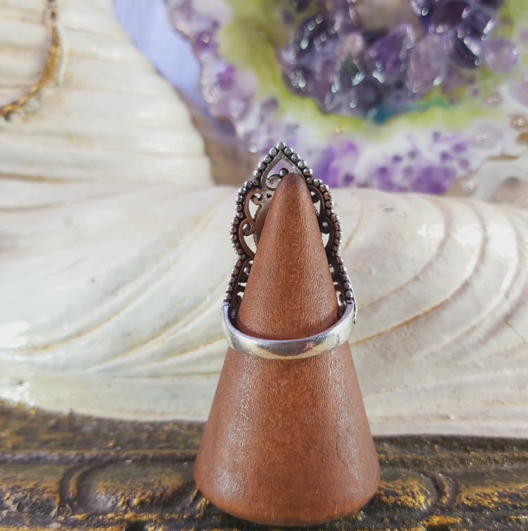 Tiger Eye Earth Star Gemstone Ring US 8.5 (E1577)