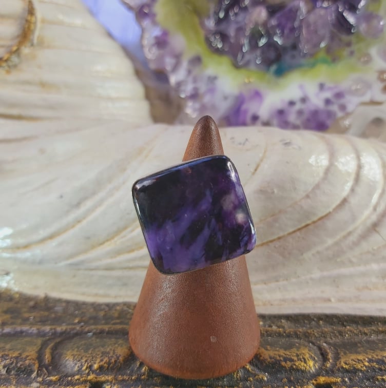 Charoite Spiritual Path Gemstone Ring  Size US 8 (E1582)