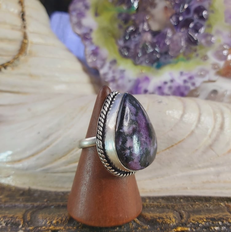 Charoite Spiritual Path Gemstone Ring  Size US 9 (E1584)