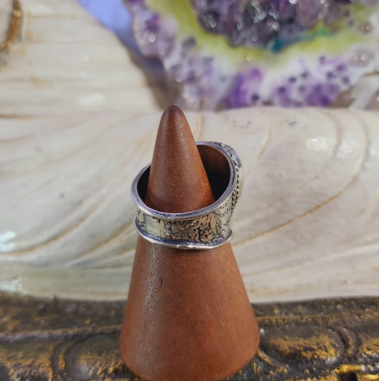 Rainbow Moonstone Spiritual Grounding Ring Size US 7.5 (E1590)