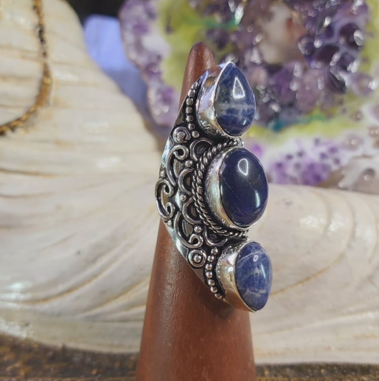 Sodalite Intuition & Self-Trust Gemstone Ring US 6 (E1595)