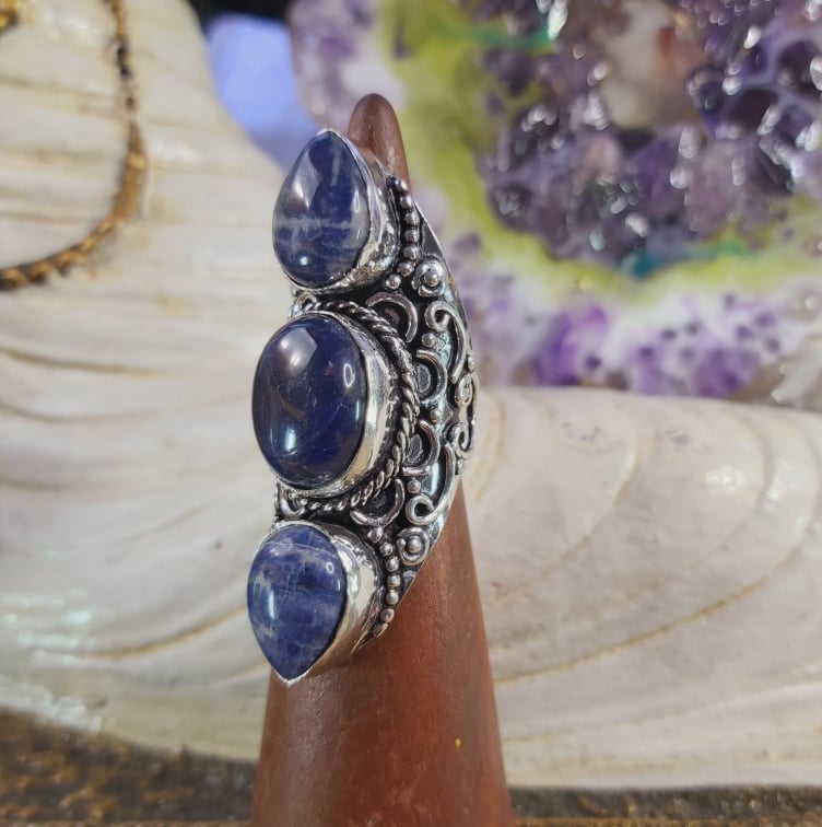Sodalite Intuition & Self-Trust Gemstone Ring US 6 (E1595)
