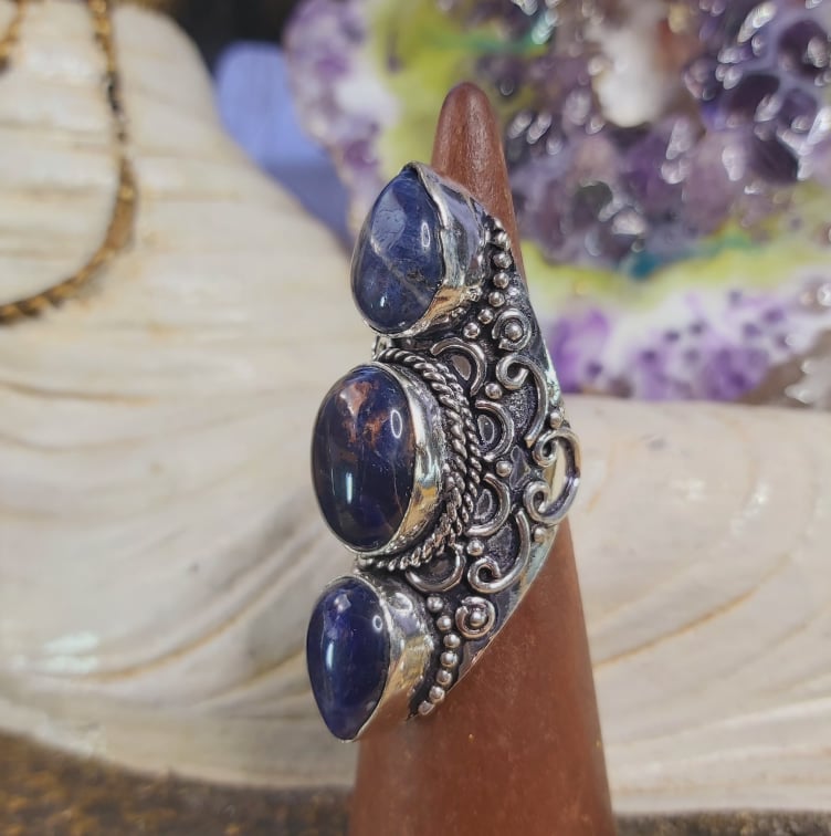 Sodalite Intuition & Self-Trust Gemstone Ring US 7.5 (E1597)