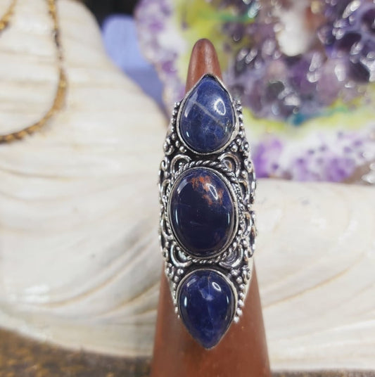 Sodalite Intuition & Self-Trust Gemstone Ring US 7.5 (E1597)