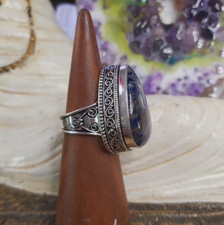 Sodalite Intuition & Self-Trust Gemstone Ring US 9 (E1604)