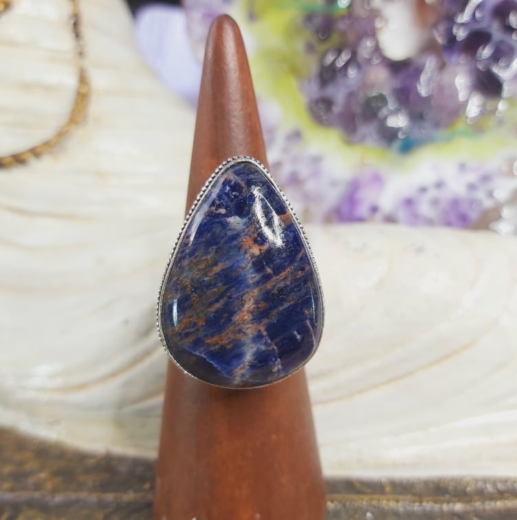 Sodalite Intuition & Self-Trust Gemstone Ring US 9 (E1604)
