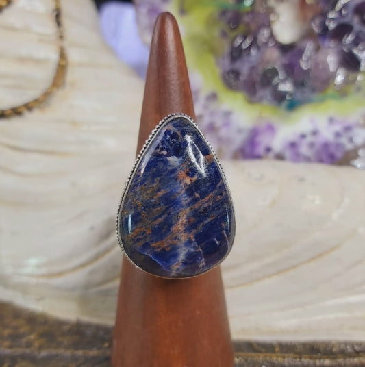 Sodalite Intuition & Self-Trust Gemstone Ring US 9 (E1604)
