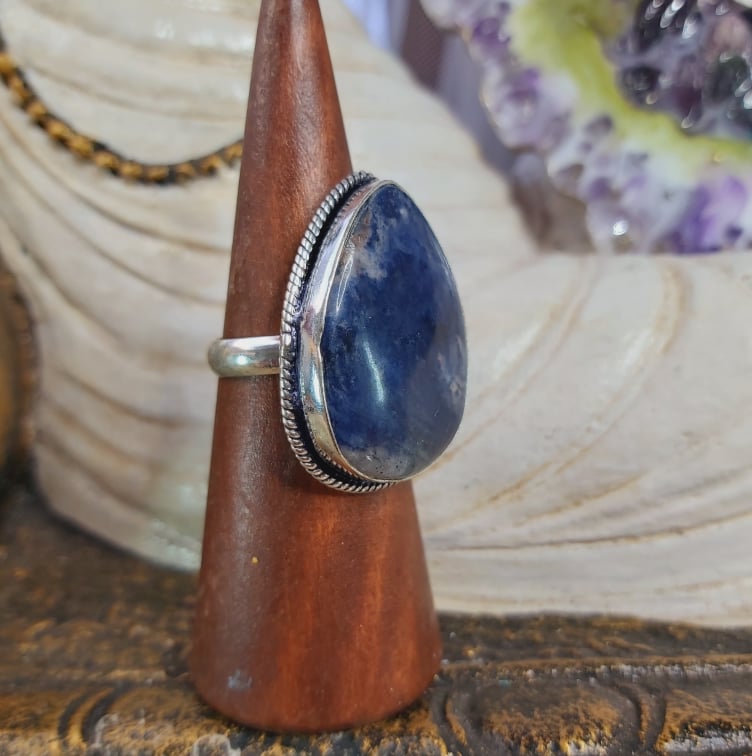Sodalite Intuition & Self-Trust Gemstone Ring US 9 (E1605)