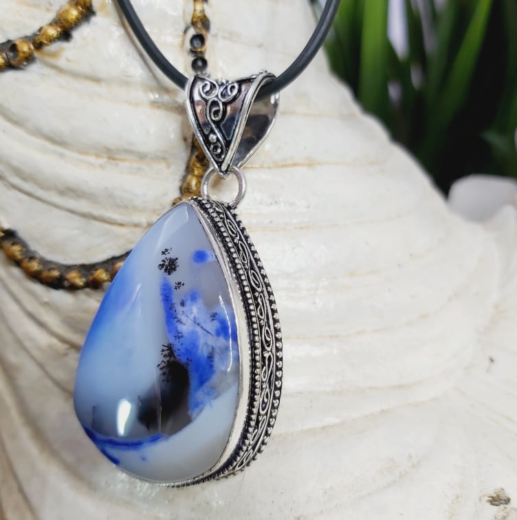 Dendritic Opal Hope to Life Gemstone Pendant (E1628)