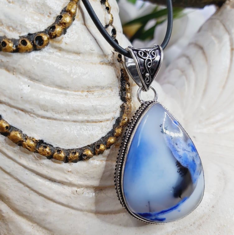 Dendritic Opal Hope to Life Gemstone Pendant (E1628)