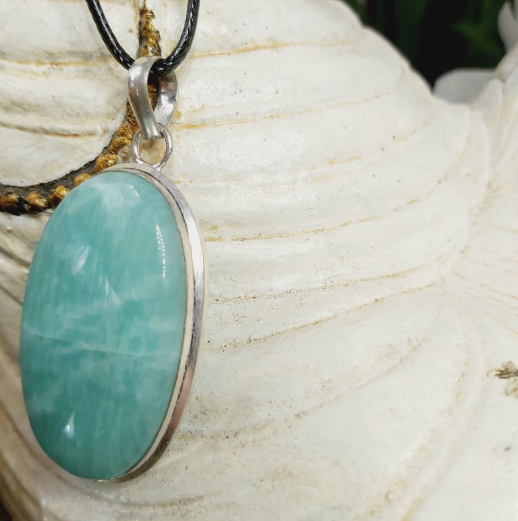 Amazonite Speaking Ones Truth Gemstone Pendant (E1642)