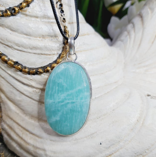 Amazonite Speaking Ones Truth Gemstone Pendant (E1642)