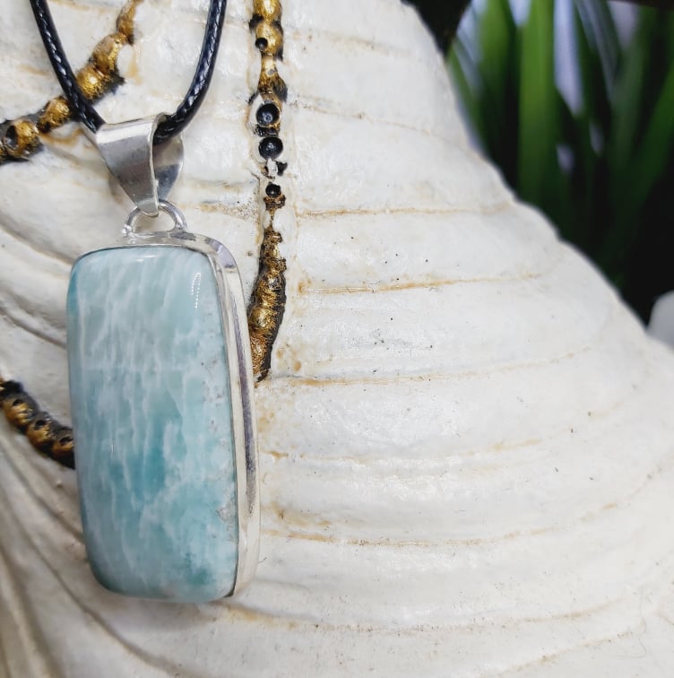 Amazonite Speaking Ones Truth Gemstone Pendant (E1643)