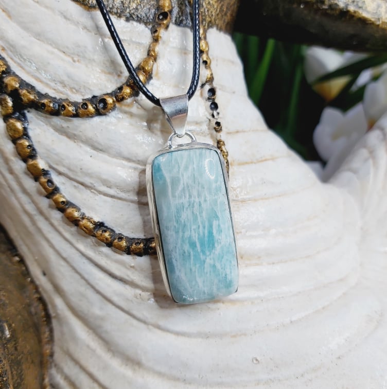 Amazonite Speaking Ones Truth Gemstone Pendant (E1643)