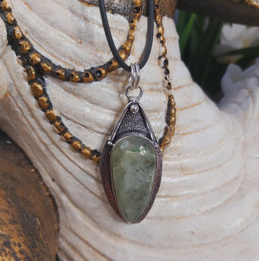 Prehnite Heart Chakra Gemstone Pendant (E1685)