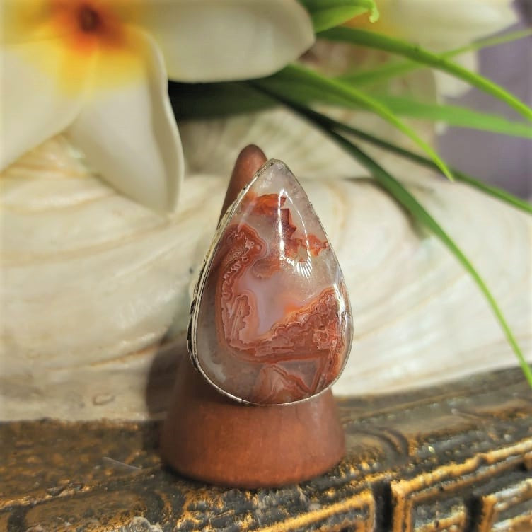 Agate Physical Wellbeing Gemstone Ring US 7.5 (E1697)