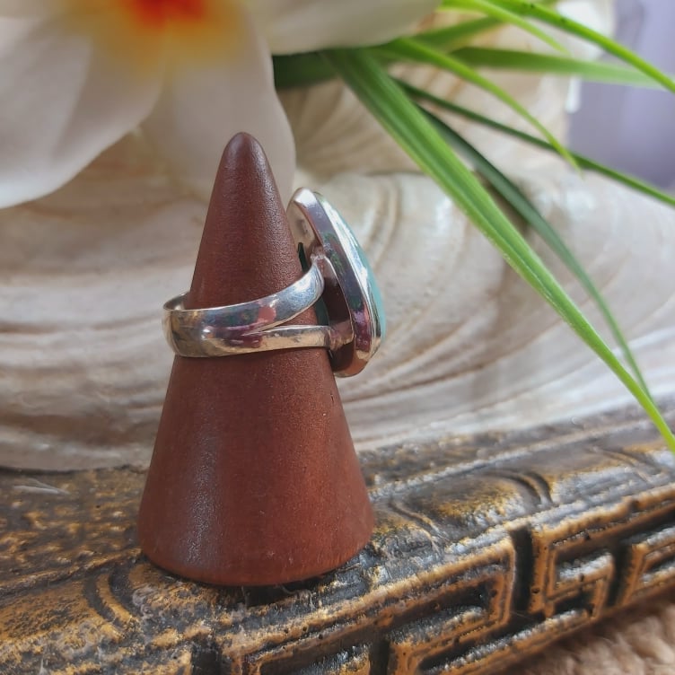 Larimar Emotional Healing Gemstone Ring US 7.5 (E1704)