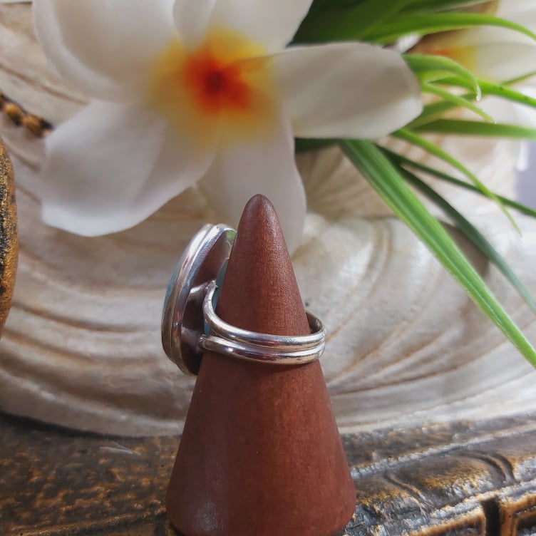 Larimar Emotional Healing Gemstone Ring US 7.5 (E1705)