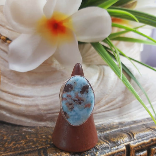 Larimar Emotional Healing Gemstone Ring US 8.5 (E1707)