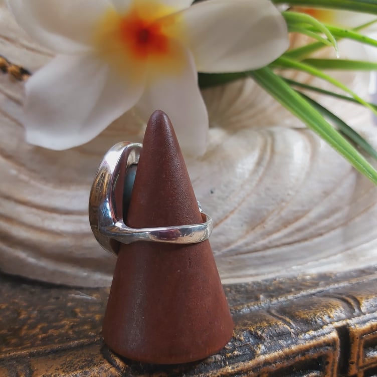 Larimar Emotional Healing Gemstone Ring US 8.5 (E1707)