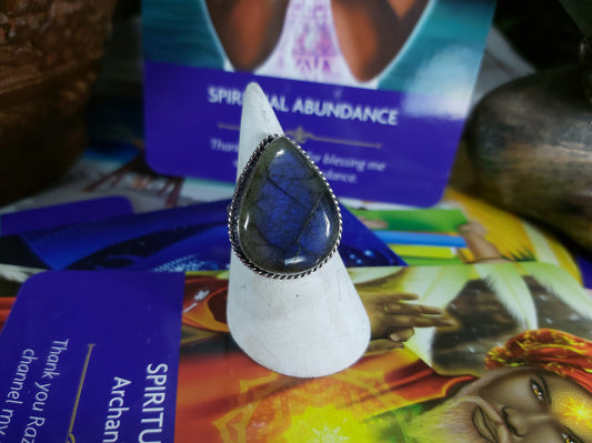Labradorite Inner Spirit Ring Size US 8.5 (E172)