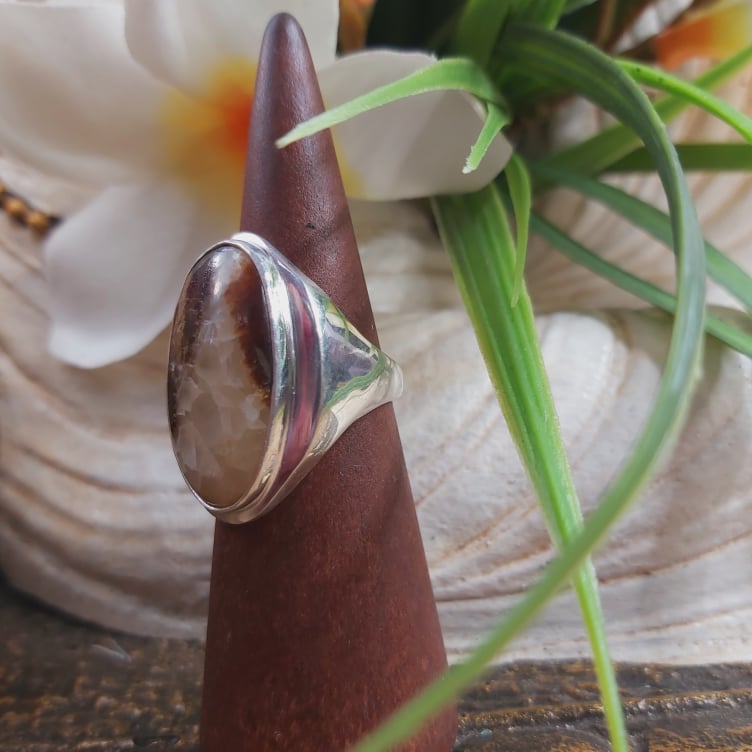 Serpentine Gemstone Ring US 8 (E1723)