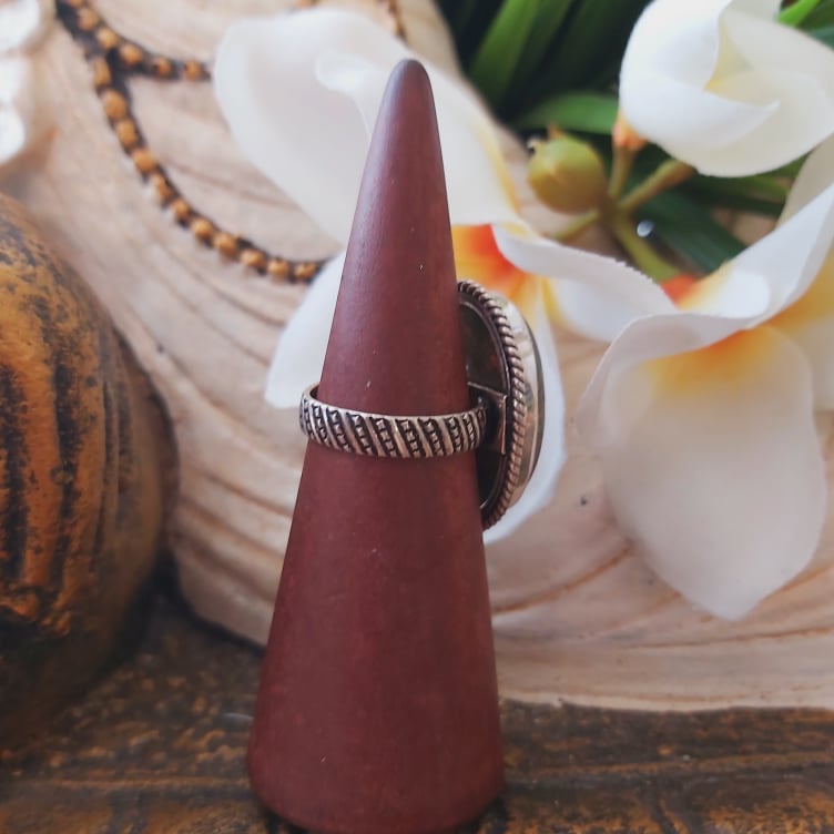 Unakite Emotional Release Gemstone Ring US 7.5 (E1744)