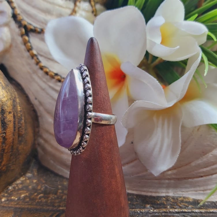 Amethyst Soul Star Protection Gemstone Ring Size US 6.5 (E1754)