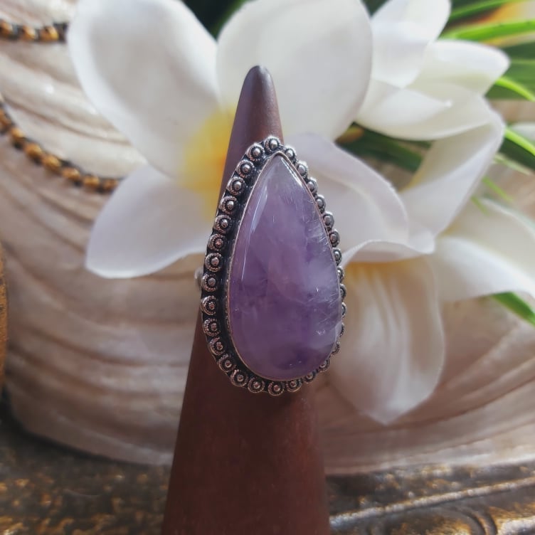 Amethyst Soul Star Protection Gemstone Ring Size US 6.5 (E1754)