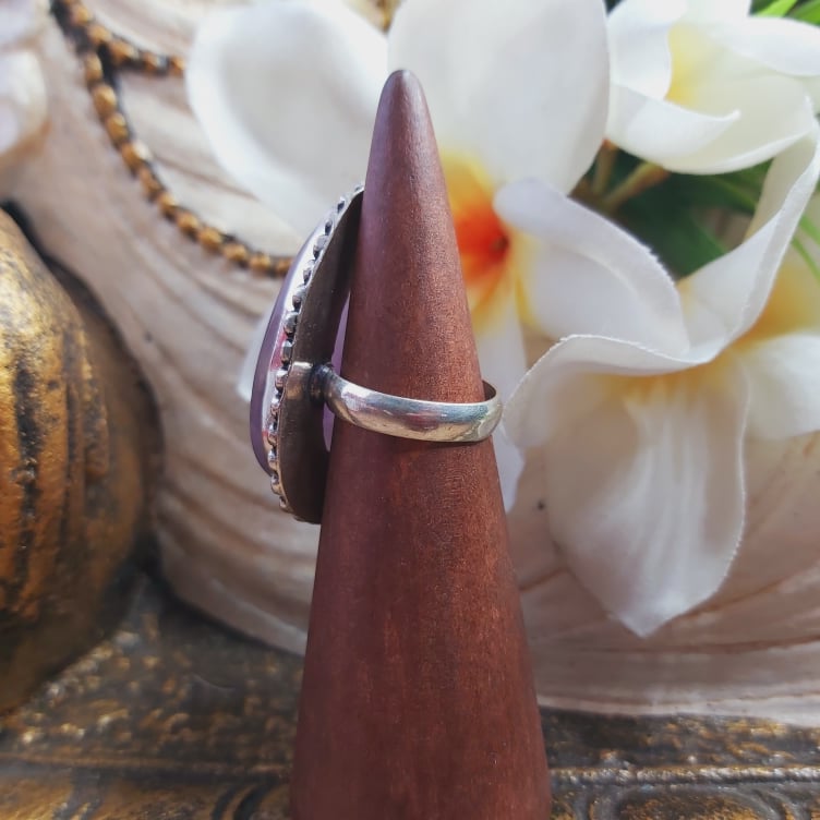 Amethyst Soul Star Protection Gemstone Ring Size US 6.5 (E1754)