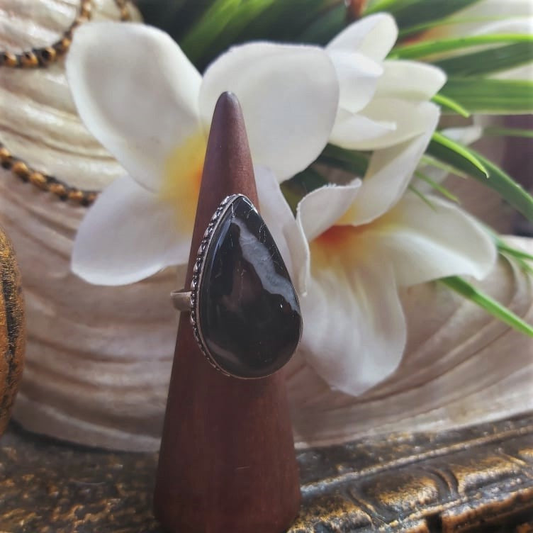 Serpentine Gemstone Ring US 9.5 (E1759)