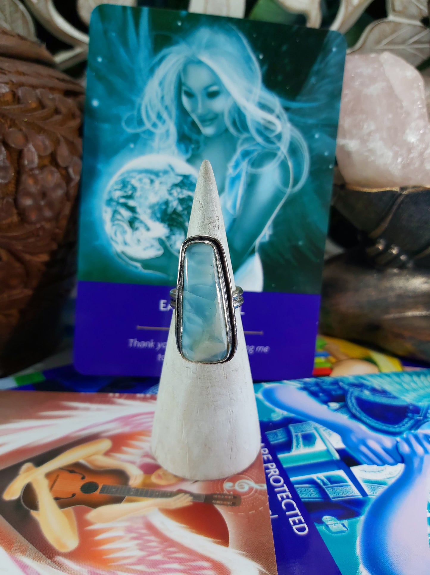 Larimar Emotional Healing Ring Size US 7.5 (E179)